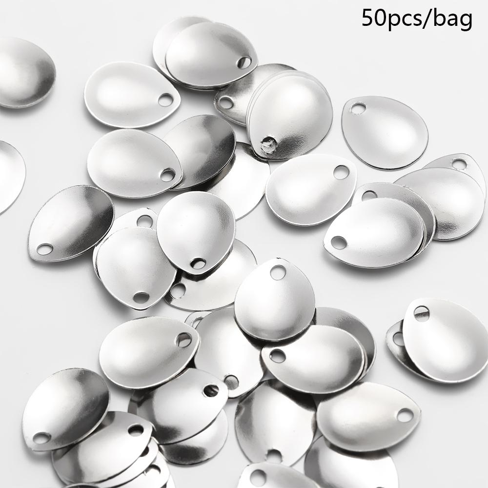 Fishing Lure Spinner - 50 Stück Silber glatt Nickel Pailletten