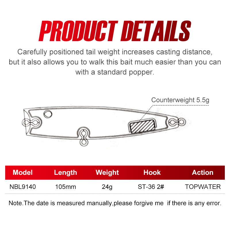 Noeby 105mm 24g Topwater Poppe – Fishing Lure Popper Bewertung und Preis